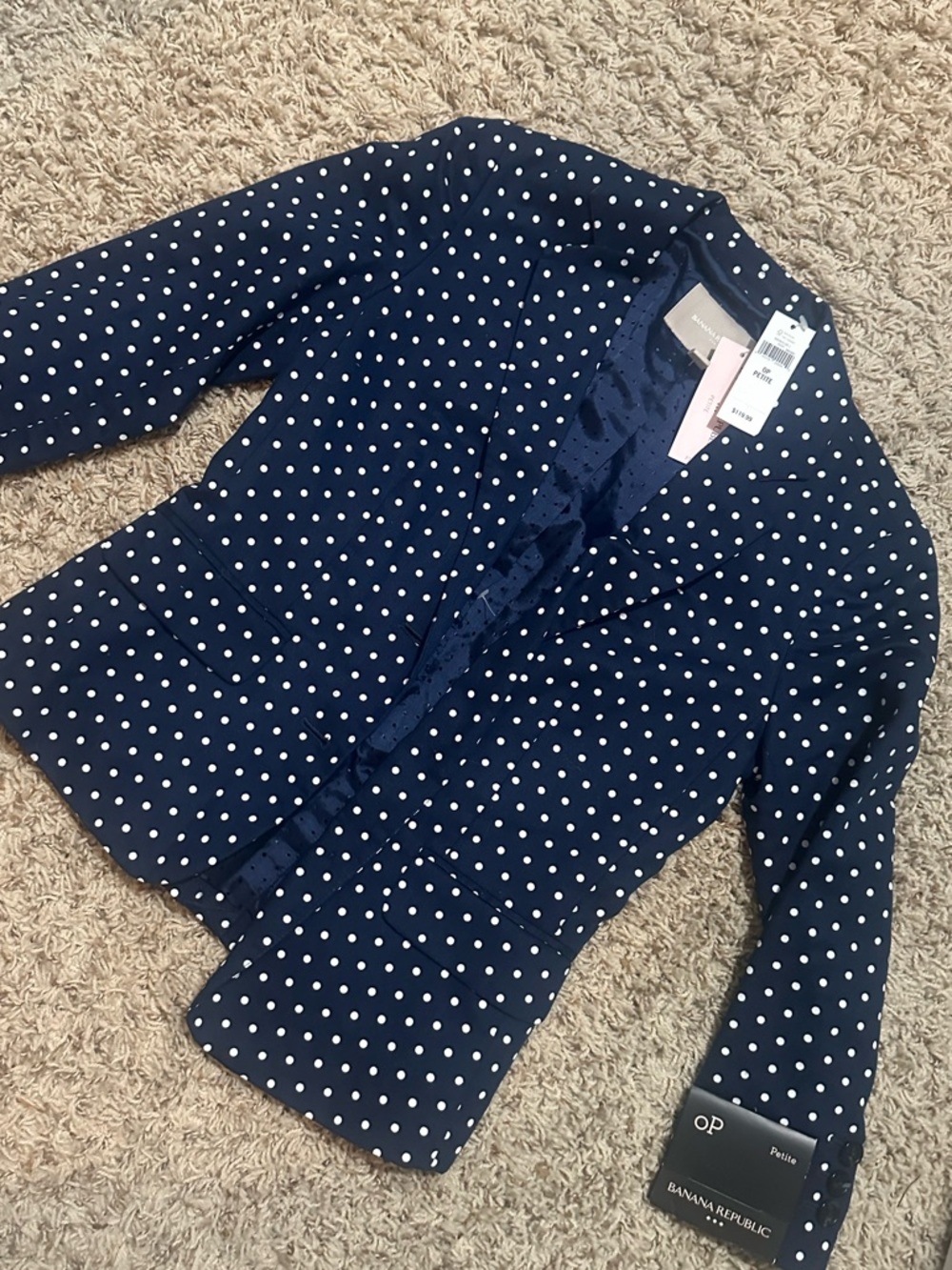 Banana Republic Navy and White Polka Dot Blazer